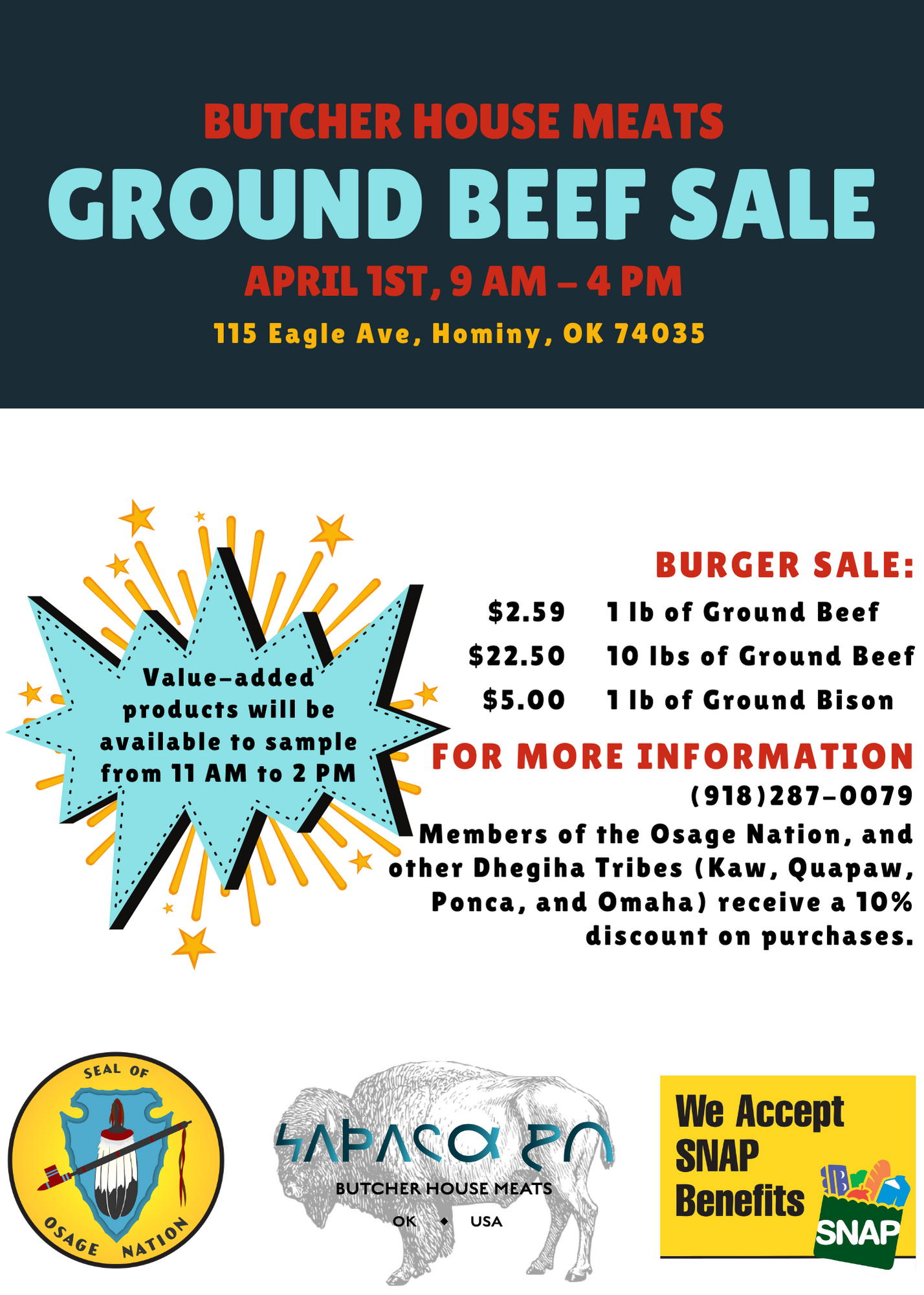 Butcher House Meats Ground Beef Sale Osage Nation